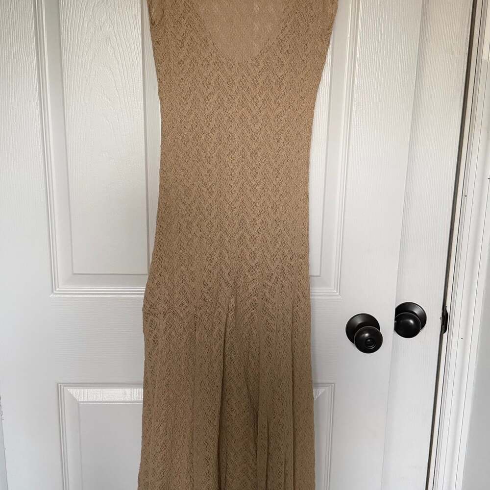 Zara Asymmetric Long Lace Sheer Maxi Dress